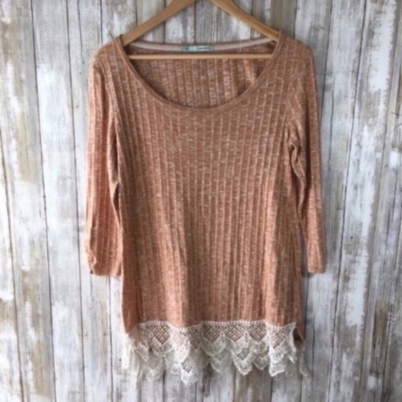 Maurices Tops - Maurices Orange Lace Bottom Blouse